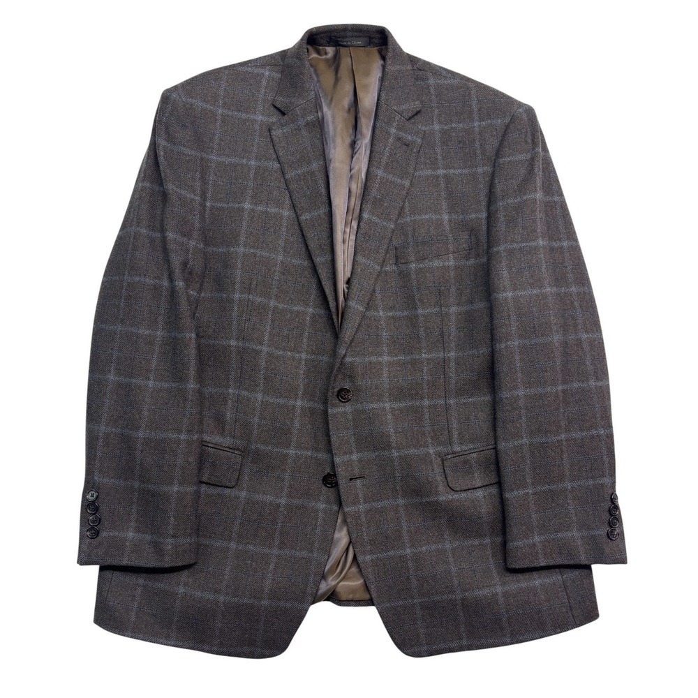 Ralph Lauren 46R Brown Windowpane Flannel Wool Blazer Jacket Sport‎ Suit Coat